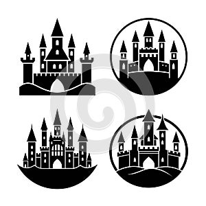 Custle vector silhouette art illustration bundle set