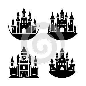 Custle vector silhouette art illustration bundle set