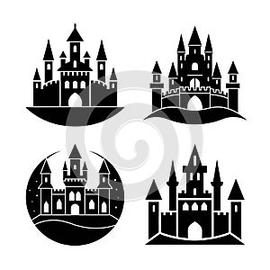 Custle vector silhouette art illustration bundle set