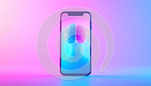 AI Mind and Smartphone Concept â Digital Brain in Futuristic Interface. Ai Generated