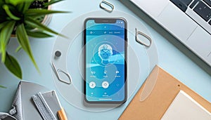 AI Mind and Smartphone Concept â Digital Brain in Futuristic Interface. Ai Generated