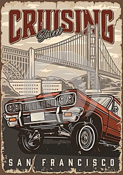 Custom american cars vintage poster