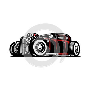 Custom american hot rod vector art & graphic illustration isolated photo