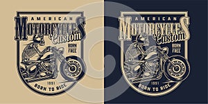 Custom american motorcycle vintage logotype
