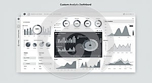 Custom analytics dashboard featuring various graphs and charts for data
