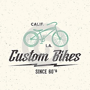 Custom Bicycle Retro Vector Label or Logo Template