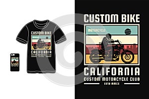 Custom bike California t shirt design silhouette retro vintage style