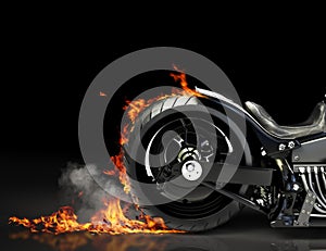 Custom black motorcycle burnout