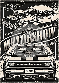 Custom cars motorshow vintage poster