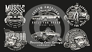 Custom cars vintage labels