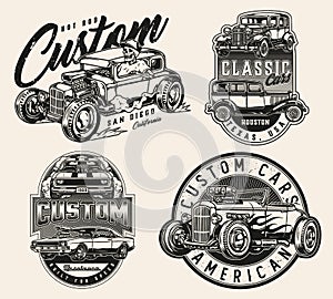 Custom cars vintage labels