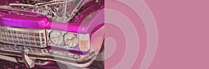 Custom Classic Vintage Car Banner With Copy Space