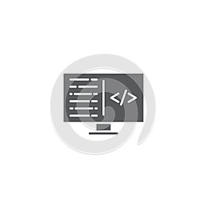 Custom coding symbol Programming vector icon isolated on white background
