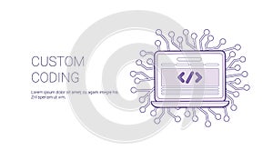 Custom Coding Web Banner With Copy Space Business Programming Technology Concept
