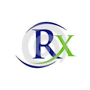 custom creative green blue RX logo design  medical treatment teraphy icon symbol illustration