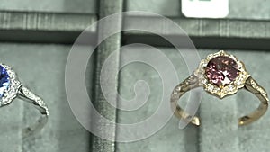 Custom design jewelery ring. handmade. rings with colorful gemstones. red gems