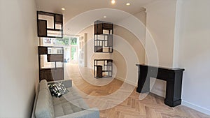 Custom designed room divider in high-end townhouse