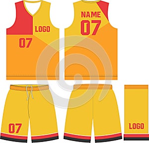 Custom Designs Basketball Uniform jersey  shorts Front and back view sports uniforms Mock ups Templates illustrations
