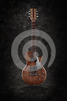 Custom electric guitar with natural finish