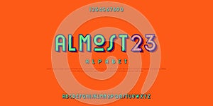 Tech Typeface font custom sans serif with a line in the center text.