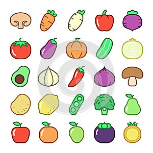 25 custom fruits and vegetables icons