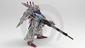 3d rendering of a mech standing on a white background