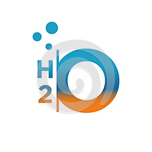 custom H2O logo chemical formula for water the letter of H2O vector photo