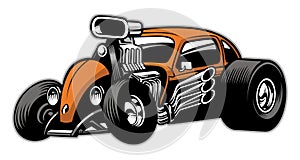 Custom hotrod car with big engine