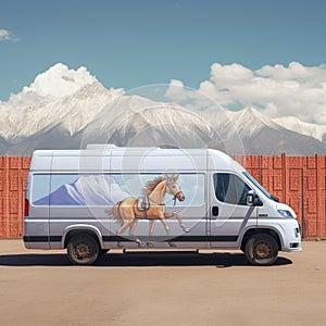 Custom Ldv Maxus Van With Horse And Mountain Illustration