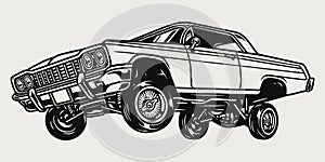 Custom lowrider retro car vintage concept