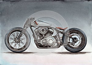 Custom motorcycle on a grey background