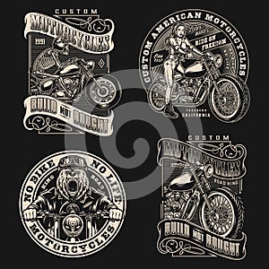 Custom motorcycle vintage labels