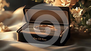 Custom name bracelet in elegant jewelry case thought.