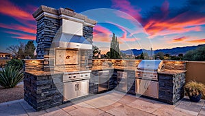 Custom Outdoor Kitchen and Living Area