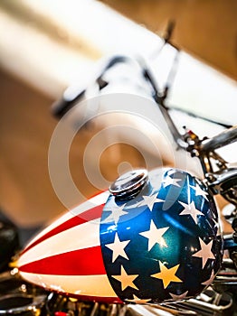 Custom painted chopper wearing the American flag