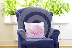 custom print throw pillow wing chair