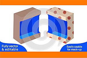 Custom product display box packaging dieline template and 3D box design 3D box