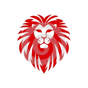 custom red lion head logo vector king power strength sign symbol element