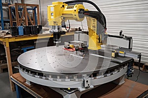 custom robotic end-effector with saw blade, used for metal plates photo