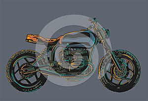 Custom scrambler motorcycle colour vector illustration