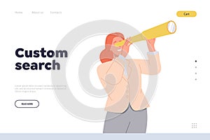 Custom search landing page design template for online service providing quick and easy analytics