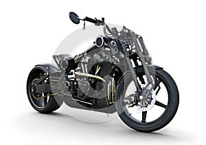 Custom street motorcycle with a racy modern style. photo