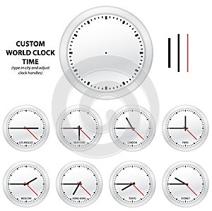 Custom world clock time - EDITABLE VECTOR EDITION