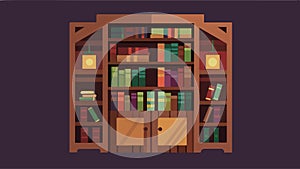 A custombuilt bookshelf crafted from salvaged barn doors and adorned with hidden lighting creates a unique and