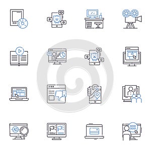 Customer acquisition line icons collection. Prospects, Leads, Conversion, Acquisition, Retention, Sales, Outreach vector