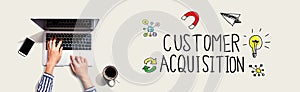 Customer acquisition with person using laptop