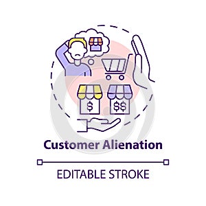 Customer alienation concept icon
