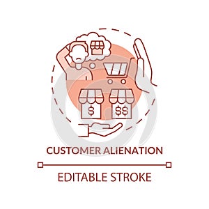 Customer alienation terracotta concept icon