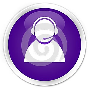 Customer care icon premium purple round button