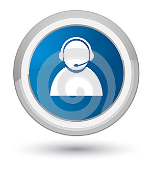 Customer care icon prime blue round button